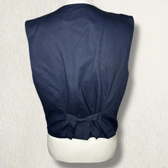 Vintage 90s navy floral embroidered vest size medium - Picture 5 of 5